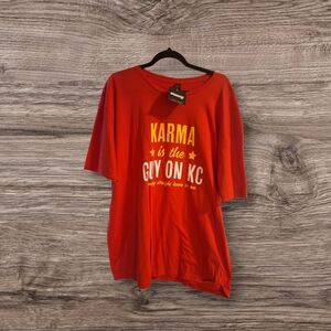 Taylor Swift KC T SHIRT Red Graphic with Yellow and White Text 2XL